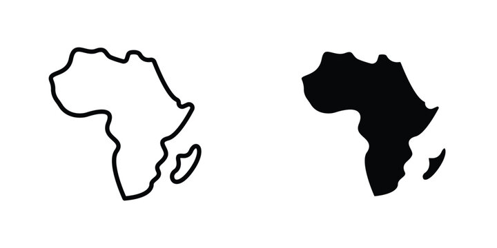 Earth africa flat Icons in line outline and flat solid style on white background