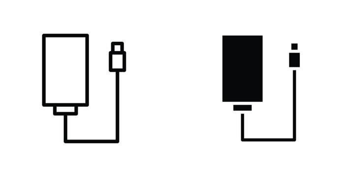 External hard drive flat Icons in line outline and flat solid style on white background