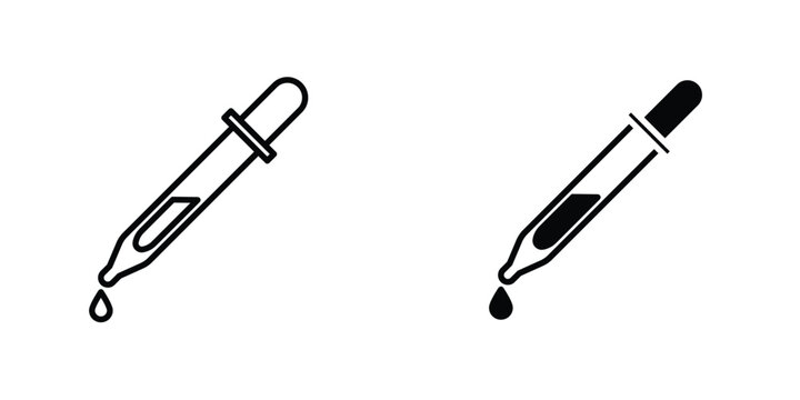 Eye dropper half flat Icons in line outline and flat solid style on white background