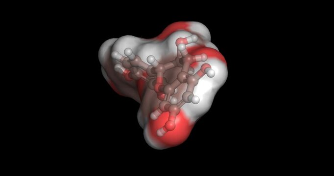 Catechin, antioxidant flavanol for cellular health and oxidative stress protection, 3D molecule 4K spinning