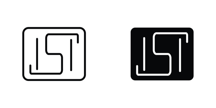 ISI mark flat Icons in line outline and flat solid style on white background