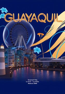 Poster ficticio conceptual de la ciudad de Guayaquil-Ecuador