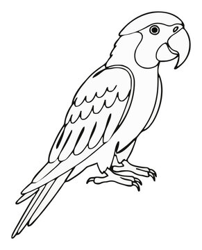 Blue macaw parrot bird line art icon. Generative AI