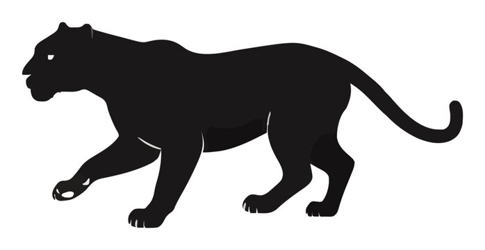 Black panther running dynamic perspective view vector. Generative AI