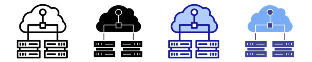 Fototapeta premium Network Hierarchy Icon Set Multiple Style Collection