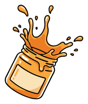 Natural honey jar with liquid splash effect. Generative AI
