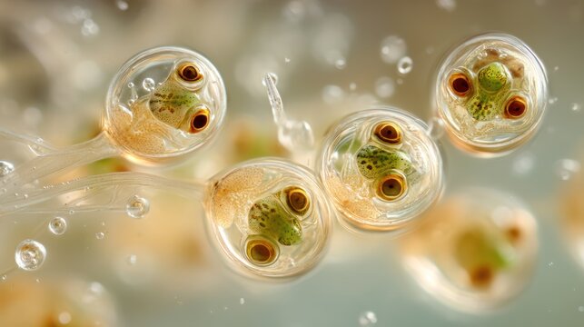Tadpoles developing inside frog eggs
