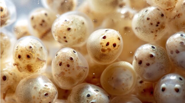 Tadpoles developing inside frog eggs