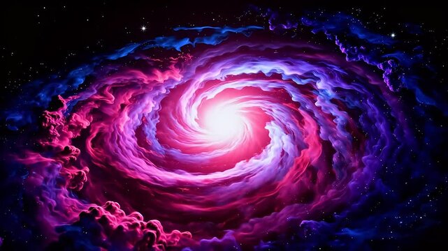 Galaxy with swirling pink and purple clouds