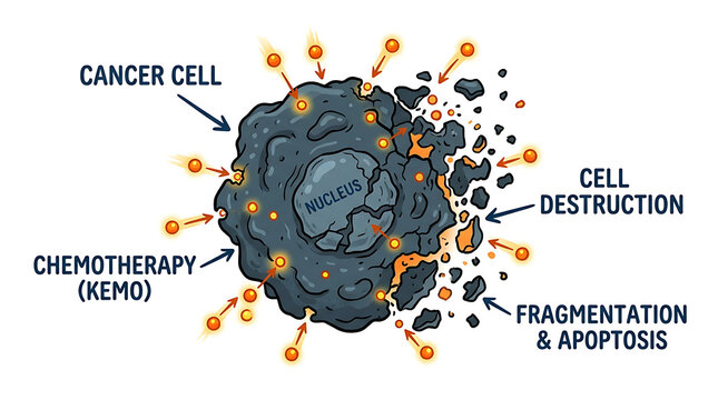 Chemotherapy destroys cancer cell through fragmentation and apoptosis process