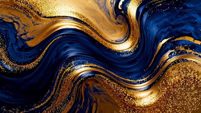 Blue and gold swirling abstract pattern
