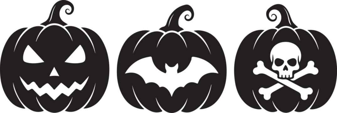 4 vector Halloween designs of earrings, pendant or keychain with pumpkin shape. Jewelry silhouette cut template. Laser cutting with leather, wood or metal