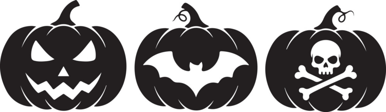 4 vector Halloween designs of earrings, pendant or keychain with pumpkin shape. Jewelry silhouette cut template. Laser cutting with leather, wood or metal