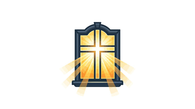Cross Window Light Symbol Christian.