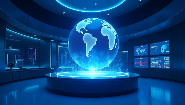 Futuristic Global Hydrosphere Hologram Tech Concept