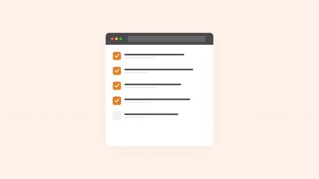 check list web template animation Warm Sunset Orange Minimalist Productivity Dashboard Mockup 4K