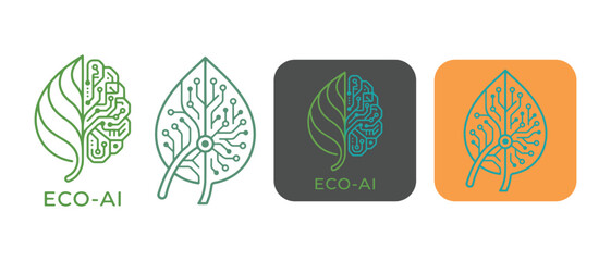 Obraz premium Abstract logo combining nature and technology for ecological artificial intelligence concepts