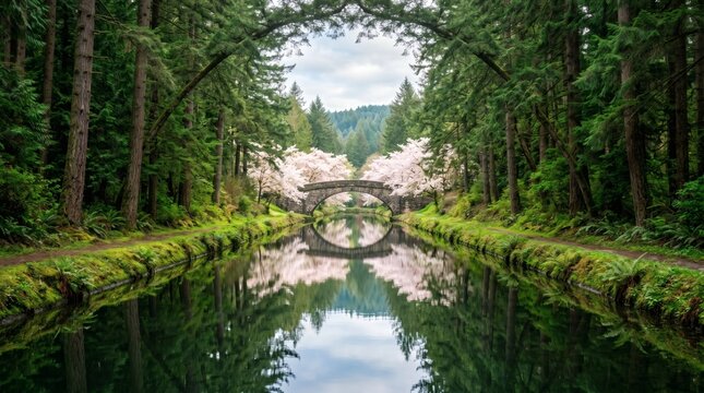 Peaceful Forest River With Beautiful Reflections in Nature