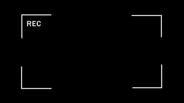 Video camera recorder screen overlay animation on a transparent background animation , Recording camera screen interface with transparent , Camera recording 4k Animation video on Black Background