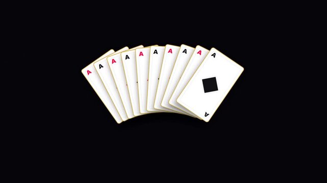 Fan of playing cards on black background