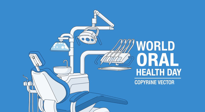 World Oral Health Day Concept Featuring Dental Chair and Equipment Illustration