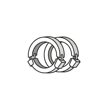 Two interlocking rings secured with padlocks, representing a symbol of commitment, marriage, or unbreakable bond, vector illustration