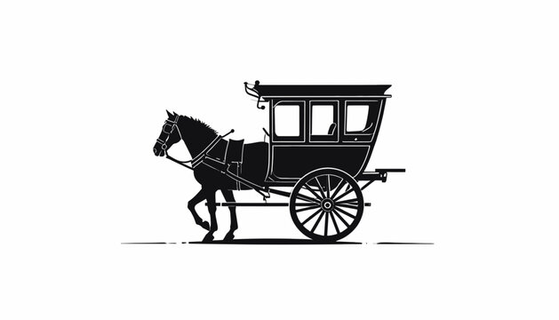 Black horse drawn carriage vehicle.