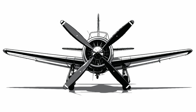 Vintage Airplane Front View Closeup.