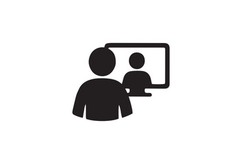 Fototapeta premium Remote work, online meeting, video conference, black icons, flat design