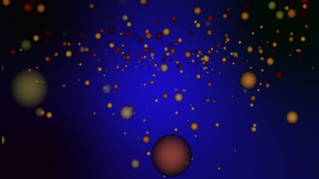 Golden balls on blue background 