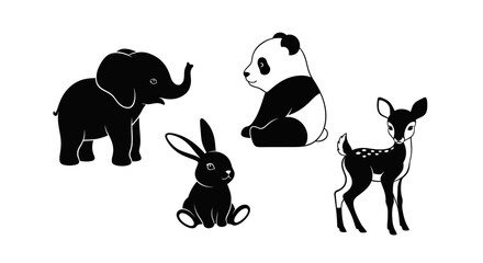 Cute animal silhouettes of elephant panda rabbit © Pabitra