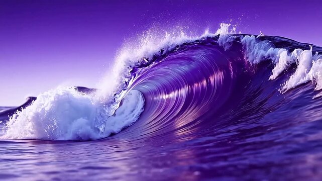 Purple ocean wave with white foam