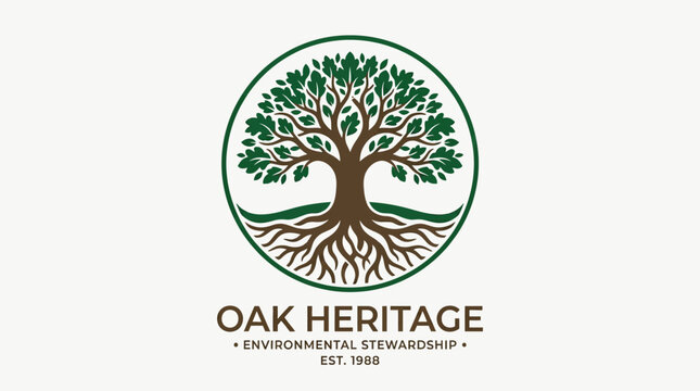 Oak Heritage Logo with Tree of Life Symbolism.