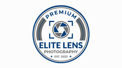 Fototapeta premium Premium Elite Lens Photography Logo with Shutter Icon and Established Date.