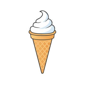 Vanilla Soft Serve Ice Cream in Waffle Cone Vector