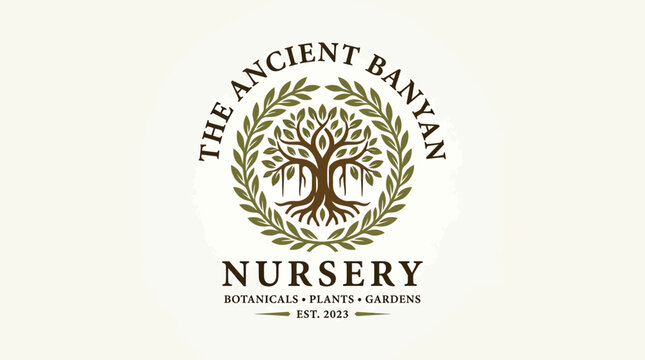 The Ancient Banyan Nursery logo with a tree in a circular frame.
