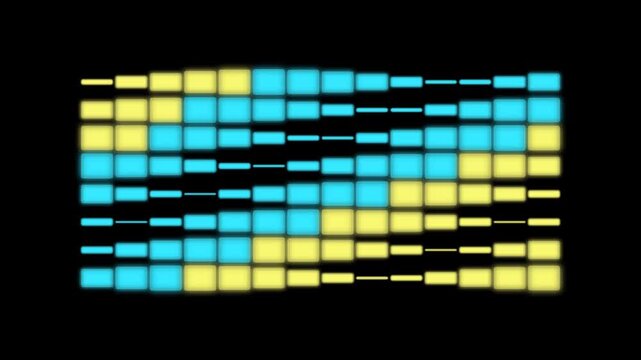 Futuristic cyber matrix panel with pixelated geometric data block illustration