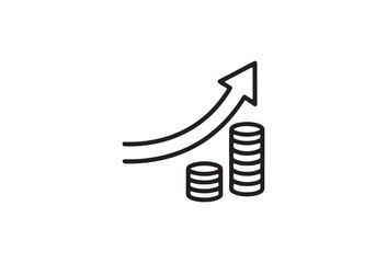 Obraz premium Financial growth, investment profit, money stack, arrow up, vector icon