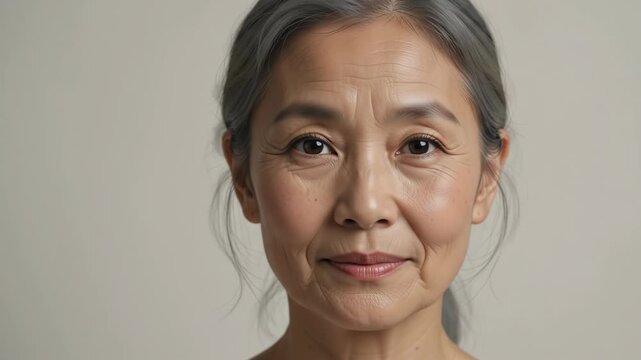 Aging process of an Asian female from young girl to senior woman