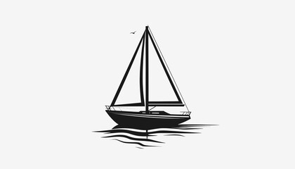 Sailboat on calm water surface. © Ikhsan