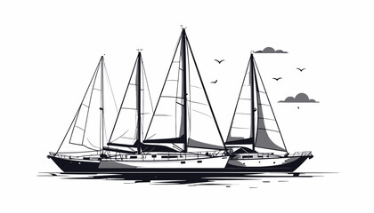 Sailing Boats on Calm Water Surface. © Ikhsan