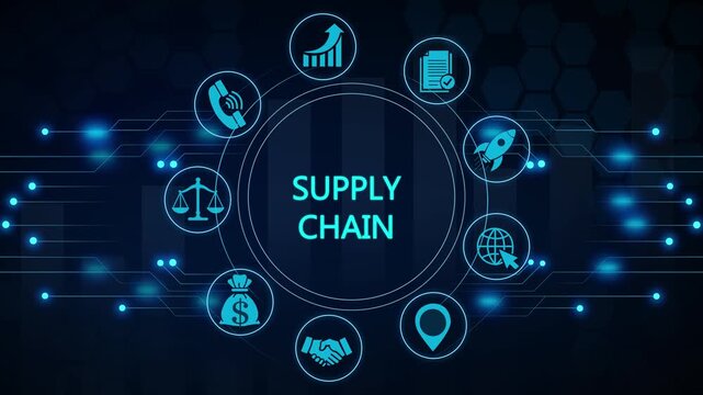 Logistic and transport concept. supply chain icon, Logistic management, organizing and controlling resources to meet the needs of customers. See Less
