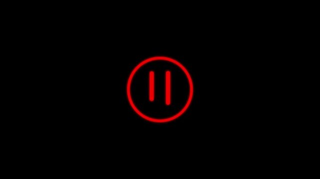 glow pause icon animation glowing media player control pause button neon circle animation glowing pause symbol motion graphic audio video control icon