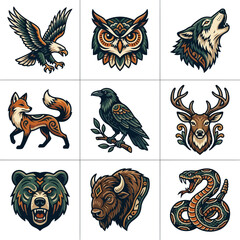 Colorful animal icons set. © dedybren