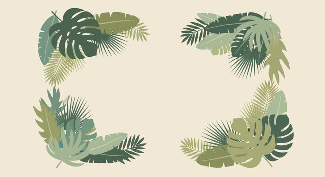 Tropical Leaves Border - Exotic Jungle Plant Frame