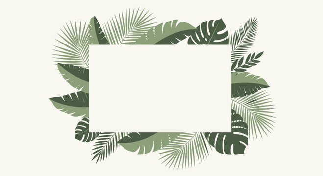 Tropical Leaves Border Frame - Copy Space Background for Text