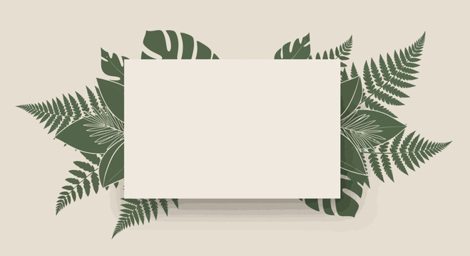 Tropical Leaves Border with Blank Space for Text - Green Foliage Frame