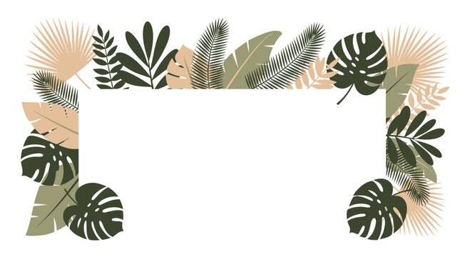Tropical Leaves Border with White Space - Jungle Foliage Frame
