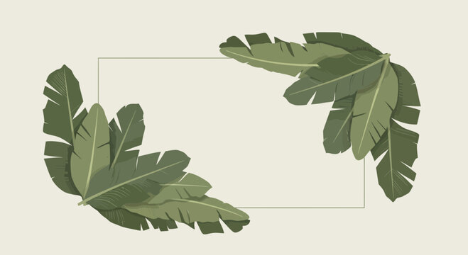 Tropical Leaves Frame with Blank Space - Botanical Background Design