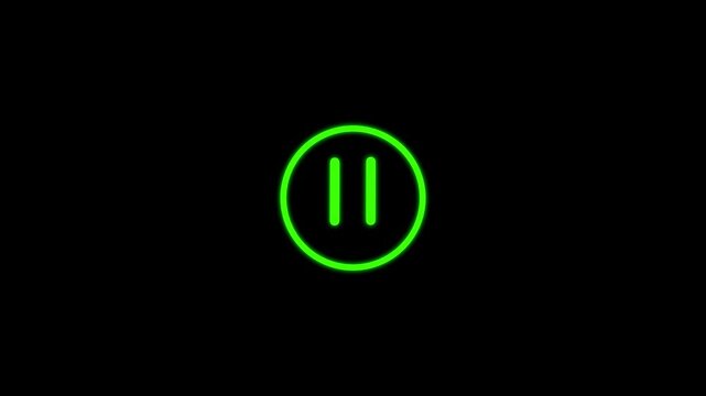 glow pause icon animation glowing media player control pause button neon circle animation glowing pause symbol motion graphic audio video control icon
